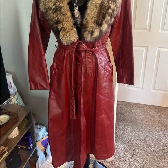 VINTAGE LEATHER LEOPARD FUR COAT MEDIUM - Picture 2 of 8